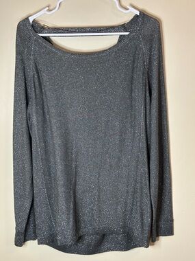 a.n.a Metallic Knit Silver Sweater Top - XL P2P 25” Length 30”